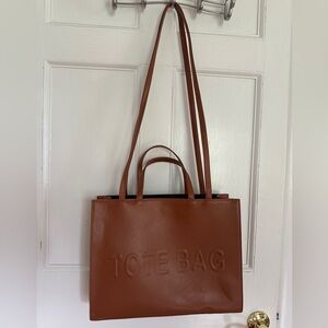 Brown leather totebag